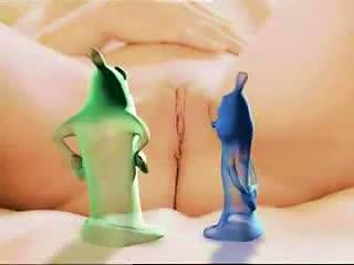 A Beautiful Girl Engages In Sexual Activity With Animated Condoms And An Amusing Person